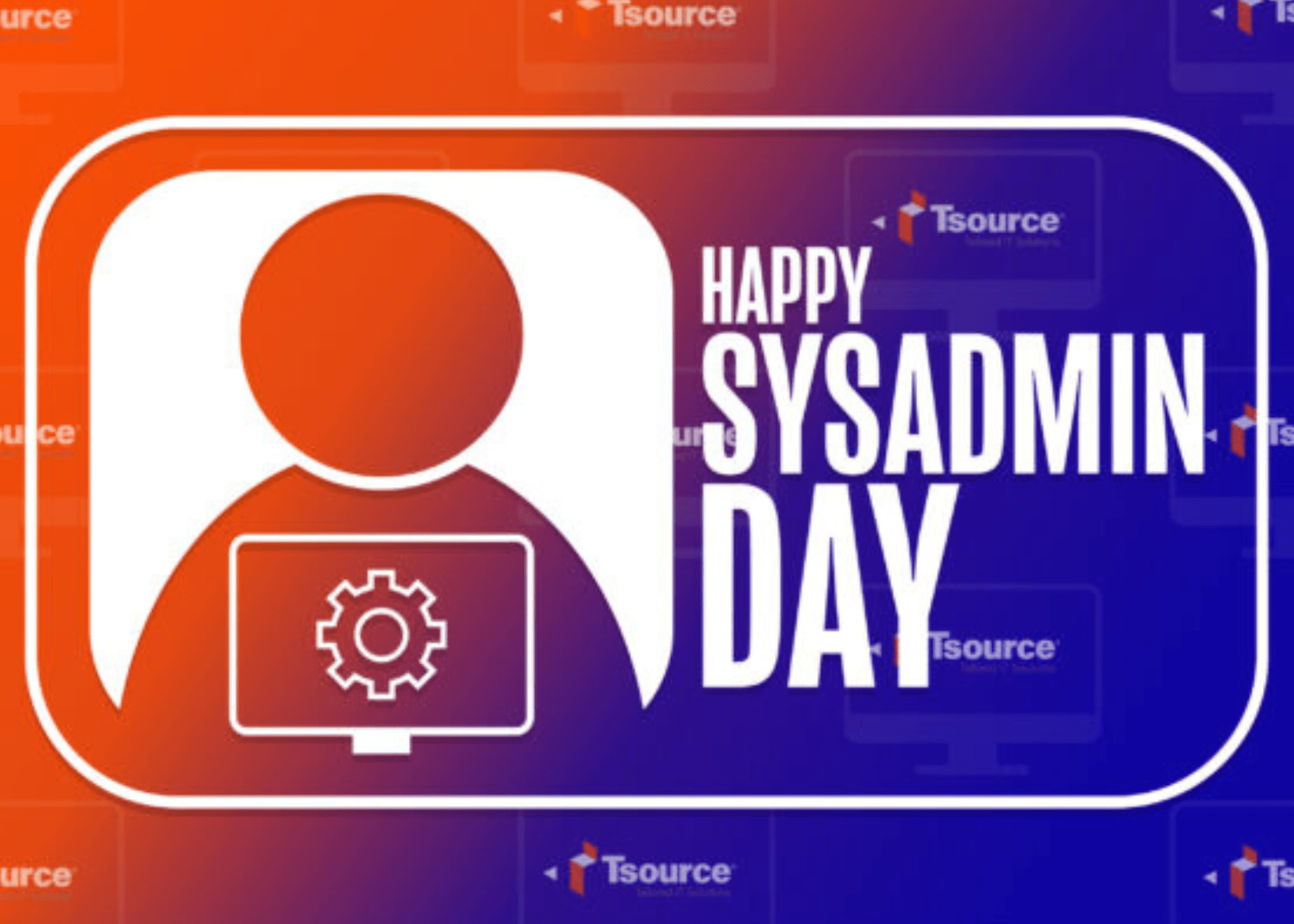 Image with person and gear icon for system admin day