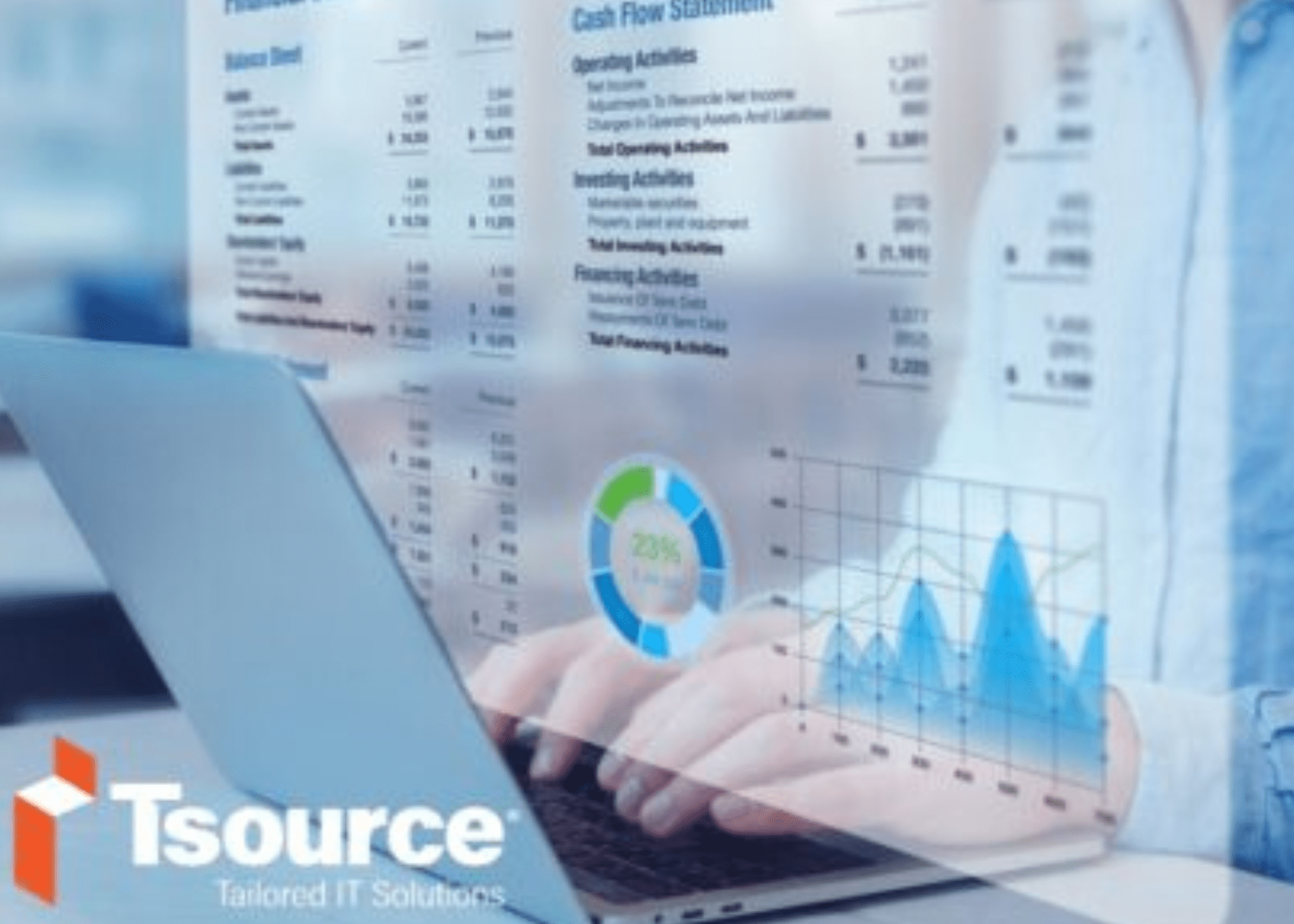 Image with laptop and hands with a spreadsheet